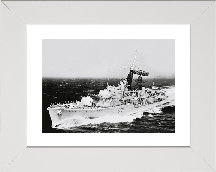 HMS Broadsword (D31) Royal Navy Weapon Class Destroyer Underway Photo Print Wall Art Decor Posters, Prints, & Visual Artwork Hampshire Prints 10 x 8 White Frame Yes