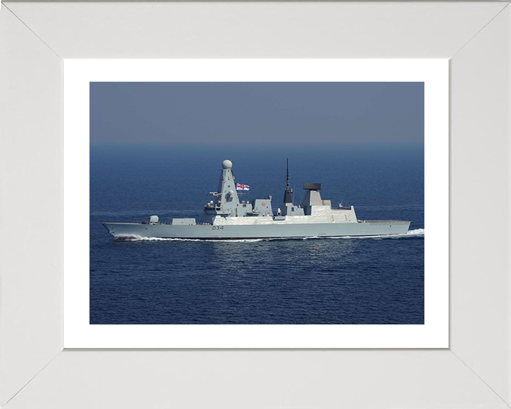 HMS Diamond (D34) Photo Print - At Sea 2012 - Royal Navy Type 45 Destroyer Hampshire Prints 10 x 8 White Frame Yes