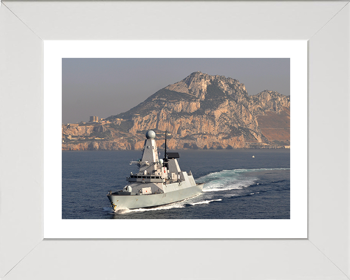 HMS Defender (D36) Photo Print - Off Gibraltar 2014 - Royal Navy Type 45 Destroyer Posters, Prints, & Visual Artwork Hampshire Prints 10 x 8 White Frame Yes