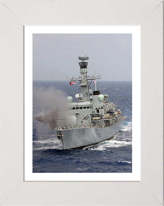 HMS Iron Duke (F234) Photo Print - Fires 4.5 Inch Gun - Royal Navy Type 23 Frigate Hampshire Prints 10 x 8 White Frame Yes