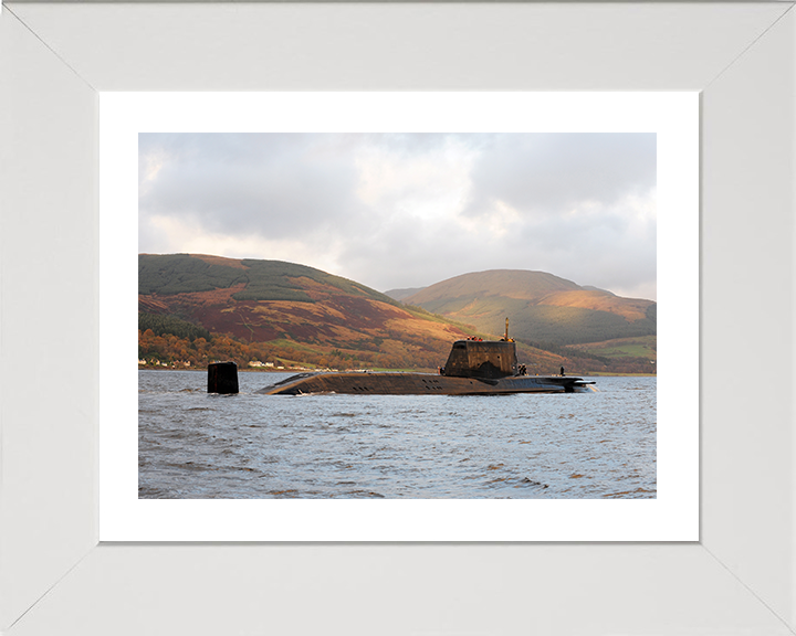 HMS Astute (S119) Photo Print - Starboard View 2009 - Royal Navy Astute Class Submarine Hampshire Prints 10 x 8 White Frame Yes