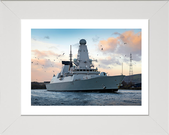HMS Defender (D36) Photo Print - Glasgow 2013 - Royal Navy Type 45 Destroyer Hampshire Prints 10 x 8 White Frame Yes