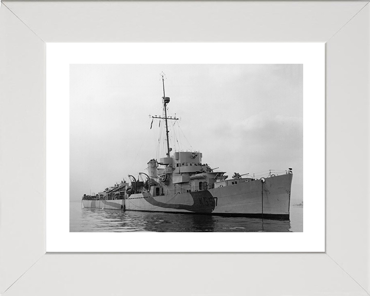 HMS Riou (K557) Photo Print - at sea 1944 - Royal Navy Captain Class Frigate Posters, Prints, & Visual Artwork Hampshire Prints 10 x 8 White Frame Yes