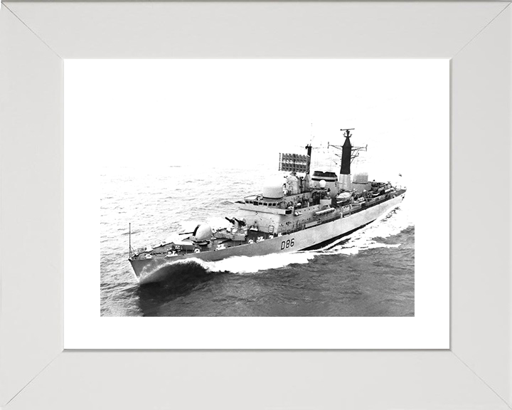HMS Birmingham (D86) Royal Navy Type 42 Destroyer High Port Bow View Photo Print Wall Art Decor Posters, Prints, & Visual Artwork Hampshire Prints 10 x 8 White Frame Yes