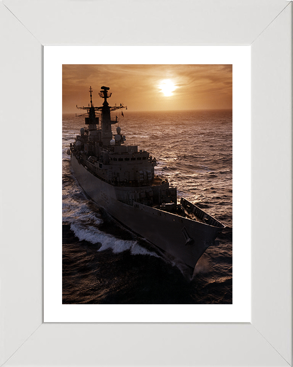 HMS Boxer (F92) Photo Print - Sunset At Sea 1997 - Royal Navy Type 22 Frigate Posters, Prints, & Visual Artwork Hampshire Prints 10 x 8 White Frame Yes