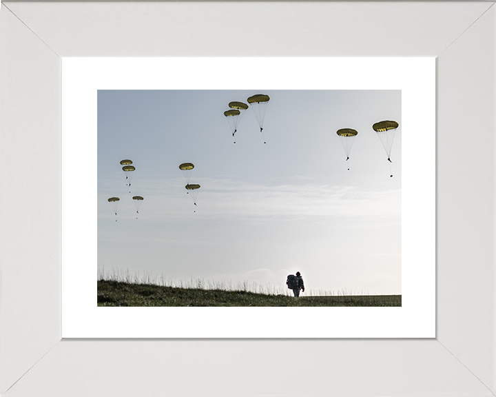 British Army Medic and Parachutes 2026 Photo Print Wall Art Military Decor Poster Posters, Prints, & Visual Artwork Hampshire Prints 10 x 8 White Frame Yes