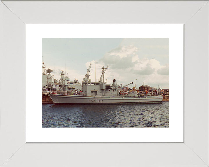 HMS Woodlark (HMS Yaxham) (M2780) Photo Print - In Port - Royal Navy Survey Vessel Hampshire Prints 10 x 8 White Frame Yes