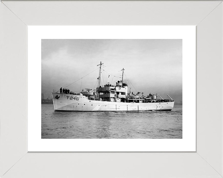 HMS Gweal (T246) Royal Navy Isles Class Trawler Leaving Harbour 1942 Photo Print Wall Art Decor Posters, Prints, & Visual Artwork Hampshire Prints 10 x 8 White Frame Yes