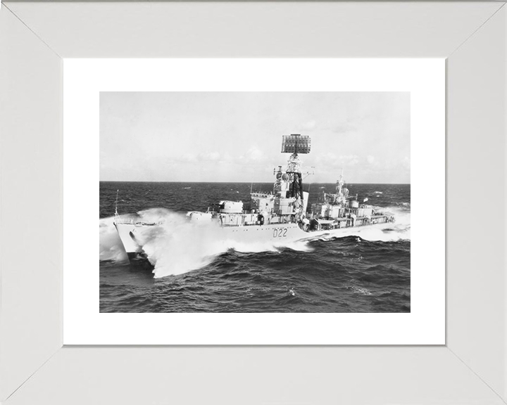 HMS Aisne (D22) Royal Navy Battle Class Destroyer Photo Print Underway Warship Wall Art Posters, Prints, & Visual Artwork Hampshire Prints 10 x 8 White Frame Yes
