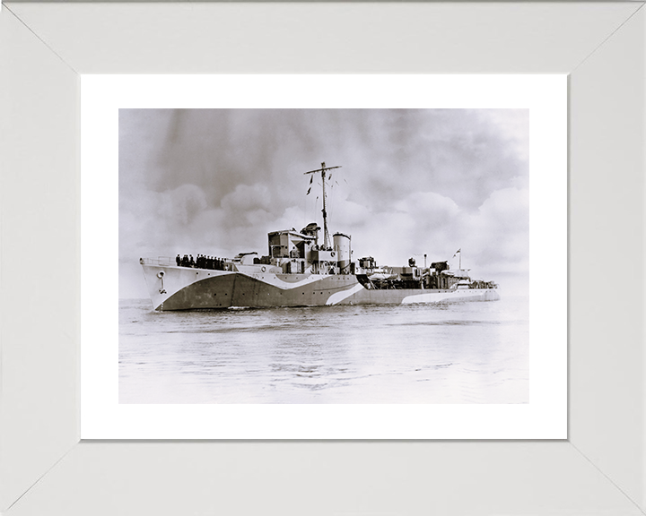 HMS Haydon (L75) - At Sea 1943 - Royal Navy Hunt Class Escort Destroyer Photo Print Wall Art Naval Decor UK Posters, Prints, & Visual Artwork Hampshire Prints 10 x 8 White Frame Yes