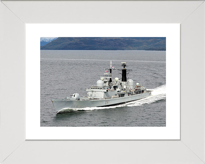 HMS Edinburgh (D97) Royal Navy Type 42 Destroyer Port Bow View Photo Print Wall Art Decor Posters, Prints, & Visual Artwork Hampshire Prints 10 x 8 White Frame Yes
