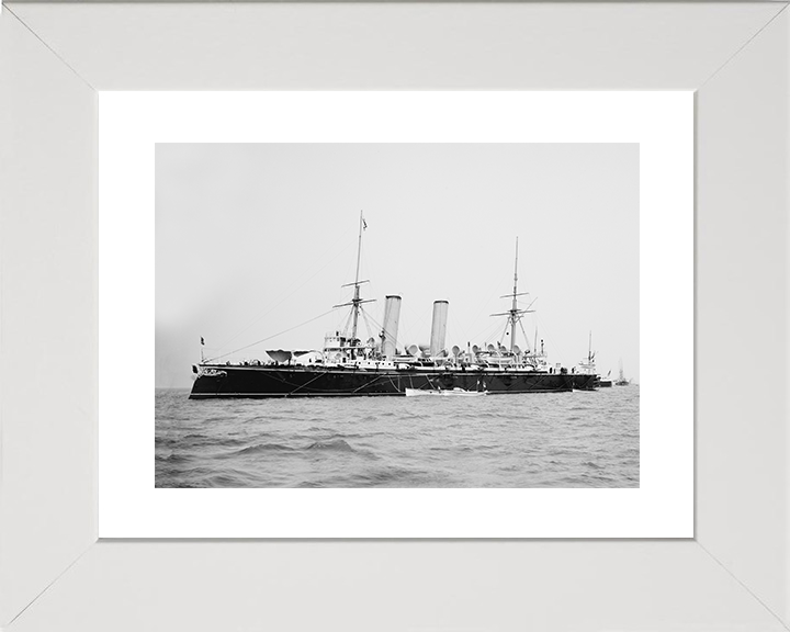HMS Blake (1889) Royal Navy Blake Class Cruiser Port Side View Photo Print Wall Art Decor Posters, Prints, & Visual Artwork Hampshire Prints 10 x 8 White Frame Yes
