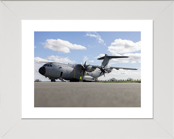 RAF Atlas A400M At RAF Wittering Photo Print Royal Air Force Wall Art Aviation Decor Posters, Prints, & Visual Artwork Hampshire Prints 10 x 8 White Frame Yes