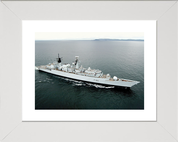 HMS Campbeltown (F86) Royal Navy Type 22 Frigate High Starboard View Photo Print Wall Art Decor Posters, Prints, & Visual Artwork Hampshire Prints 10 x 8 White Frame Yes