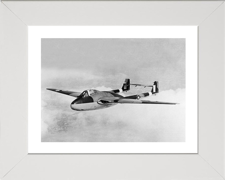 RAF de Havilland Vampire in flight Photo Print - Royal Air Force Aircraft Hampshire Prints 10 x 8 White Frame Yes