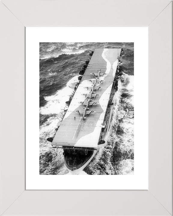 HMS Avenger (D14) Royal Navy Aircraft Carrier At Sea 1942 Photo Print Wall Art Decor Posters, Prints, & Visual Artwork Hampshire Prints 10 x 8 White Frame Yes