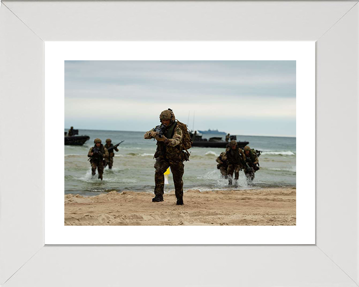 Royal Marines Beach Assault Photo Print - 45 Commando Hampshire Prints 10 x 8 White Frame Yes