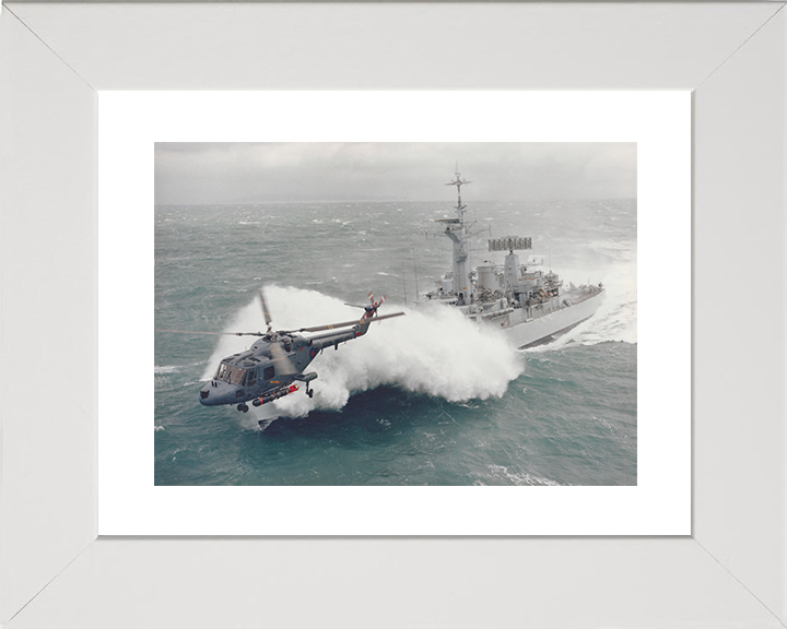 HMS Argonaut (F56) Royal Navy Leander Class Frigate In Rough Seas Photo Print Wall Art Decor Posters, Prints, & Visual Artwork Hampshire Prints 10 x 8 White Frame Yes