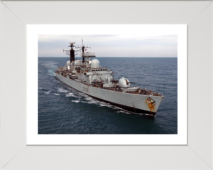 HMS Cardiff (D108) Photo Print - At Sea 2002 - Royal Navy Type 42 Destroyer Hampshire Prints 10 x 8 White Frame Yes