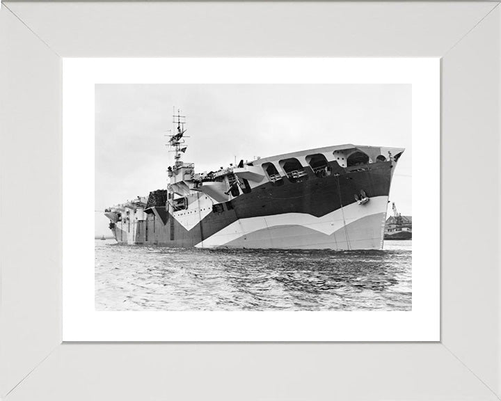 HMS Pretoria Castle (F61) Photo Print - At Anchor - Royal Navy Merchant Cruiser Hampshire Prints 10 x 8 White Frame Yes