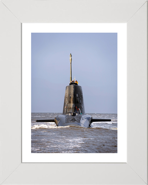 HMS Astute (S119) Photo Print - Bow View 2009 - Royal Navy Astute Class Submarine Hampshire Prints 10 x 8 White Frame Yes