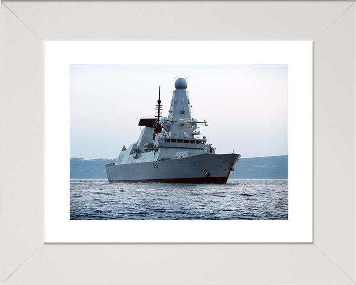 HMS Defender (D36) Royal Navy Type 45 Destroyer Low Starboard Side View Photo Print Wall Art Decor Posters, Prints, & Visual Artwork Hampshire Prints 10 x 8 White Frame Yes