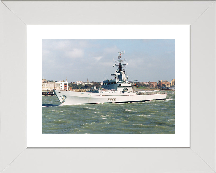 HMS Dumbarton Castle (P265) Royal Navy Castle Class Patrol Vessel Portsmouth Photo Print Wall Art Decor Posters, Prints, & Visual Artwork Hampshire Prints 10 x 8 White Frame Yes