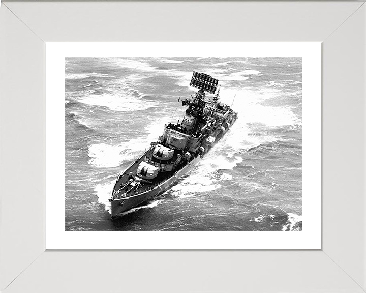 HMS Agincourt (D86) Photo Print - Port Bow View 1962 - Royal Navy Battle Class Destroyer Posters, Prints, & Visual Artwork Hampshire Prints 10 x 8 White Frame Yes