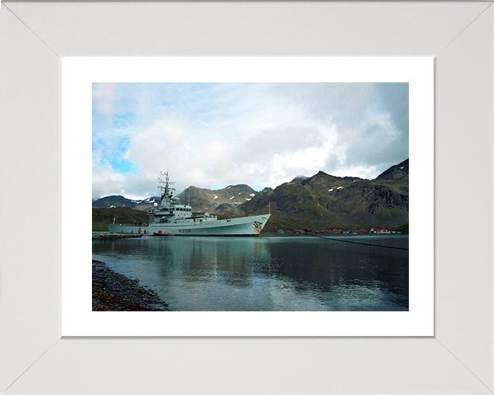 HMS Leeds Castle (P258) Photo Print - South Georgia 2003 - Royal Navy Castle Class Patrol Vessel
