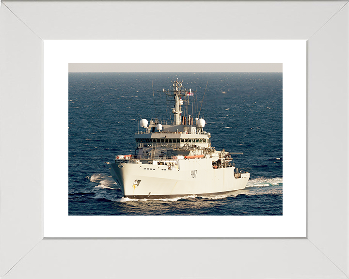 HMS Echo (H87) Royal Navy Echo Class Survey Vessel Underway Photo Print Wall Art Decor Posters, Prints, & Visual Artwork Hampshire Prints 10 x 8 White Frame Yes
