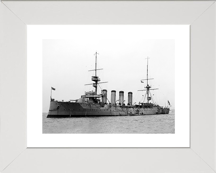 HMS Argyll (1904) Royal Navy Devonshire Class Cruiser Port Side View Warship Photo Print Wall Art Decor Posters, Prints, & Visual Artwork Hampshire Prints 10 x 8 White Frame Yes