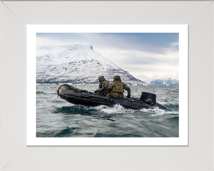 Royal Marines on a rigid inflatable boat Photo Print - 30 Commando Hampshire Prints 10 x 8 White Frame Yes