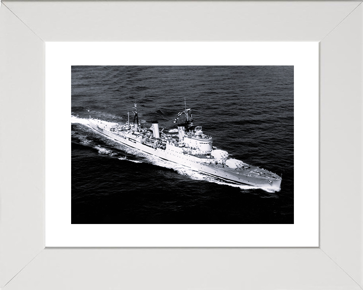 HMS Birmingham (C19) Royal Navy Town Class Light Cruiser At Sea Photo Print Wall Art Decor Posters, Prints, & Visual Artwork Hampshire Prints 10 x 8 White Frame Yes