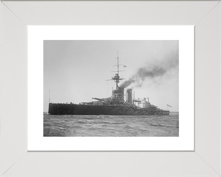 HMS Audacious (1912) Royal Navy King George V Class Battleship Port Side View Photo Print Wall Art Decor Posters, Prints, & Visual Artwork Hampshire Prints 10 x 8 White Frame Yes