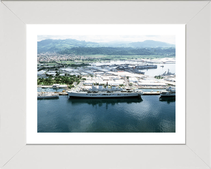 HMS Ark Royal (R07) Photo Print - Subic Bay 1988 - Royal Navy Invincible Class Aircraft Carrier Hampshire Prints 10 x 8 White Frame Yes