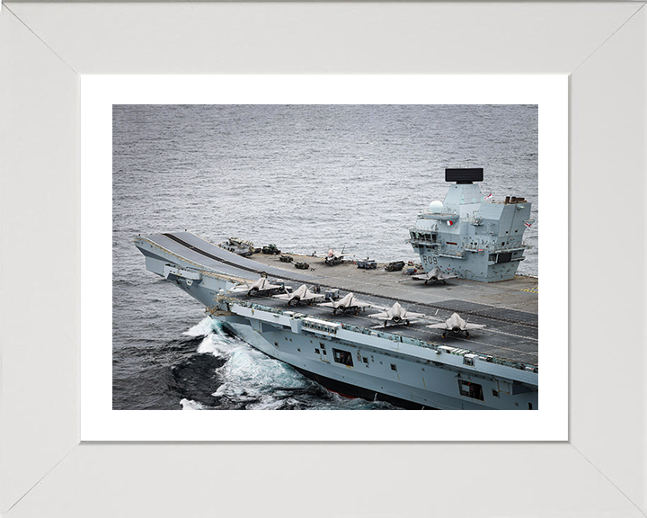 HMS Prince of Wales (R09) Photo Print - Ski Jump Closeup 2025 - Royal Navy Queen Elizabeth Class Aircraft Carrier Hampshire Prints 10 x 8 White Frame Yes