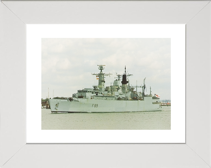 HMS Battleaxe (F89) Royal Navy Type 22 Frigate Departing Portsmouth Photo Print Wall Art Decor Posters, Prints, & Visual Artwork Hampshire Prints 10 x 8 White Frame Yes