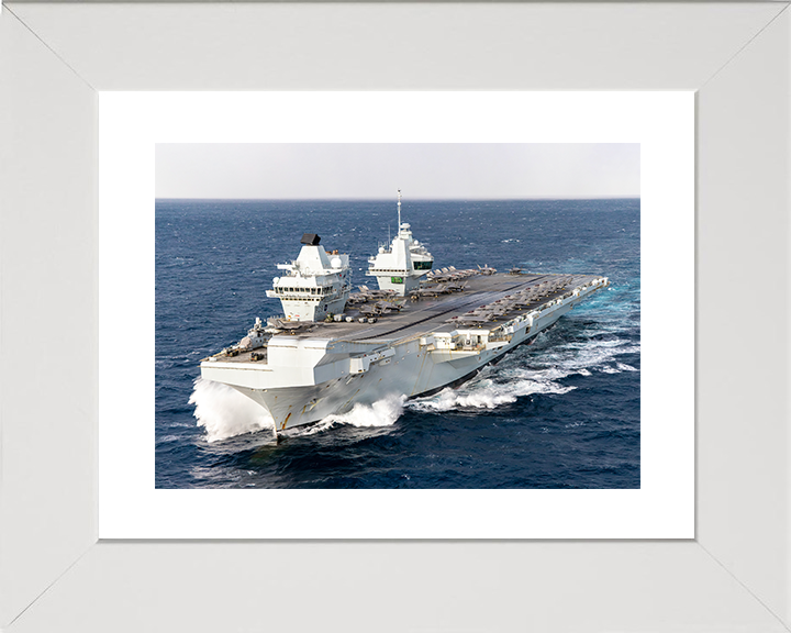 HMS Prince of Wales (R09) Royal Navy Queen Elizabeth Class Aircraft Carrier Photo Print Nov 25 Wall Art Poster Posters, Prints, & Visual Artwork Hampshire Prints 10 x 8 White Frame Yes