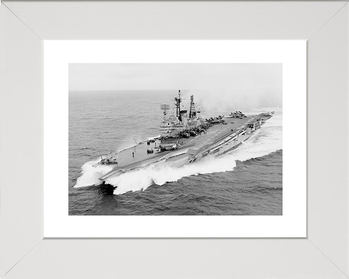 HMS Ark Royal (R09) Royal Navy Audacious Class Aircraft Carrier At Speed Photo Print Wall Art Decor Posters, Prints, & Visual Artwork Hampshire Prints 10 x 8 White Frame Yes