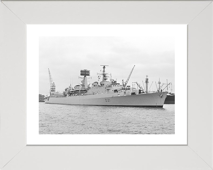 HMS Norfolk (D21) Photo Print - Amsterdam 1976 - Royal Navy County Class Destroyer Hampshire Prints 10 x 8 White Frame Yes