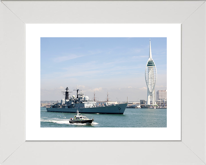 HMS Edinburgh (D97) Royal Navy Type 42 Destroyer Leaving Portsmouth Photo Print Wall Art Decor Posters, Prints, & Visual Artwork Hampshire Prints 10 x 8 White Frame Yes