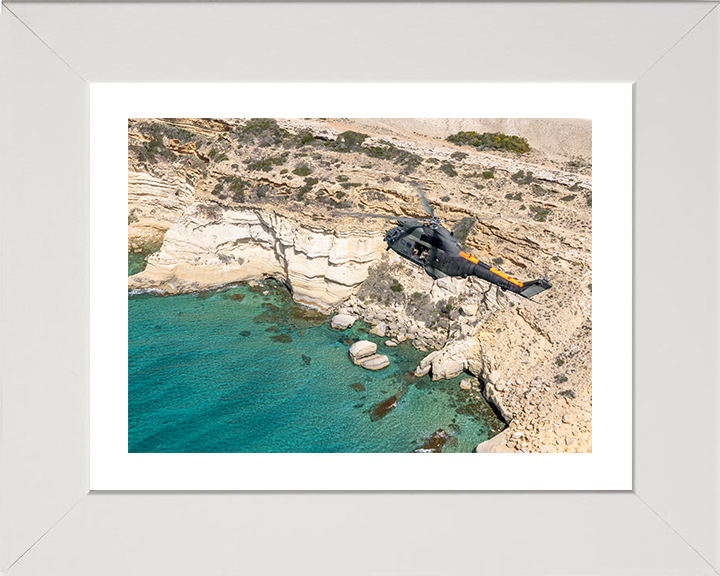 RAF Puma Helicopter in flight over Cyprus 2025 Photo Print - Royal Air Force Aircraft Posters, Prints, & Visual Artwork Hampshire Prints 10 x 8 White Frame Yes