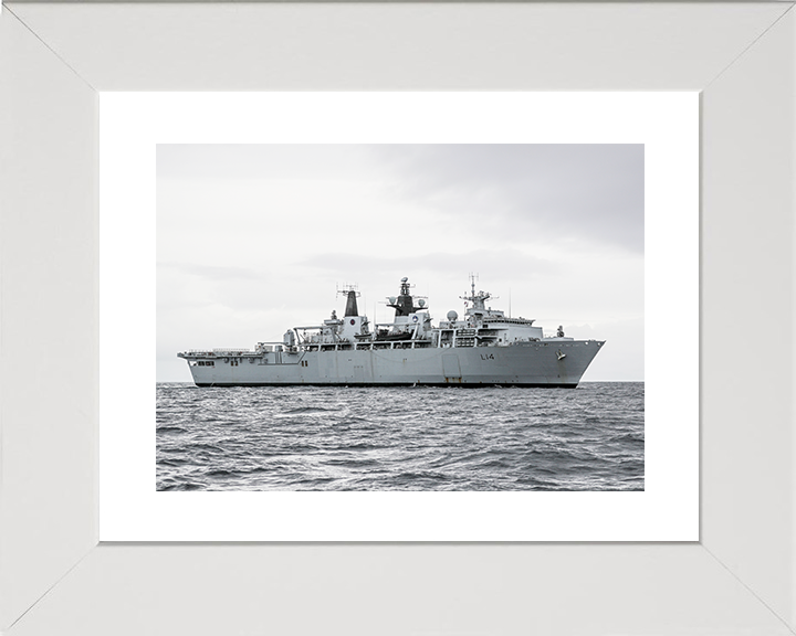 HMS Albion (L14) Royal Navy Albion Class Amphibious Ship Starboard Beam View Photo Print Wall Art Naval Decor Posters, Prints, & Visual Artwork Hampshire Prints 10 x 8 White Frame Yes