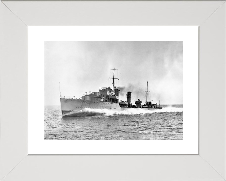 HMS Diamond (H22) Royal Navy D Class Destroyer Port Bow View Photo Print Wall Art Decor Posters, Prints, & Visual Artwork Hampshire Prints 10 x 8 White Frame Yes