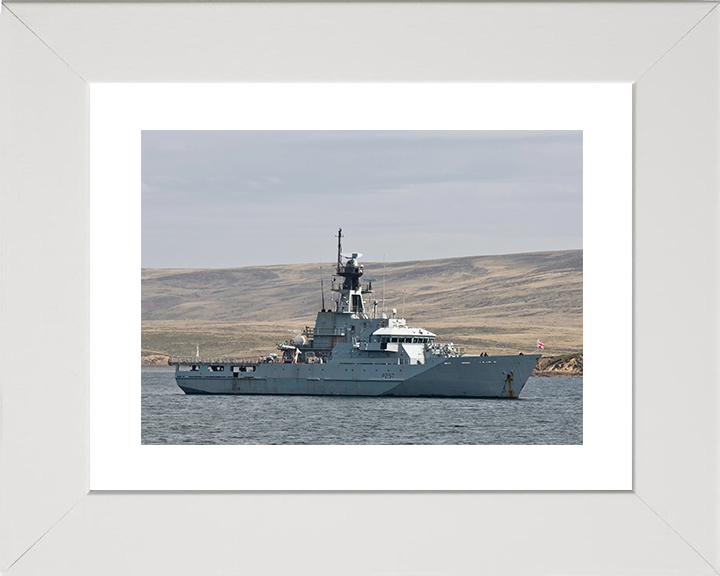 HMS Clyde (P257) Royal Navy River Class Patrol Vessel At Anchor Photo Print Wall Art Decor Posters, Prints, & Visual Artwork Hampshire Prints 10 x 8 White Frame Yes
