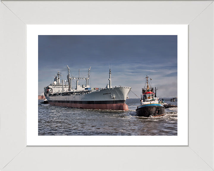 RFA Orangeleaf (A110) Photo Print - With Tug - Royal Fleet Auxiliary Leaf Class Tanker Hampshire Prints 10 x 8 White Frame Yes