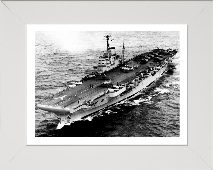HMS Illustrious (87) Photo Print - Port Bow View - Royal Navy Illustrious Class Aircraft Carrier Hampshire Prints 10 x 8 White Frame Yes