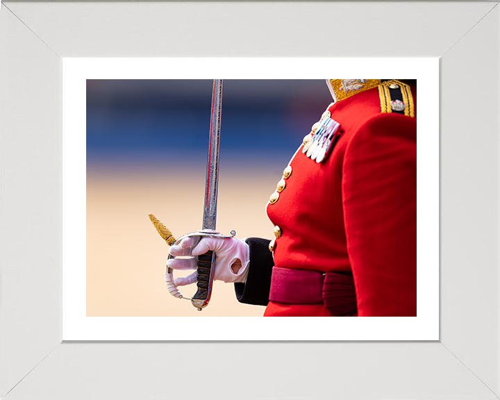 Scots Guards Officer holding a sword Photo Print - British Army Hampshire Prints 10 x 8 White Frame Yes