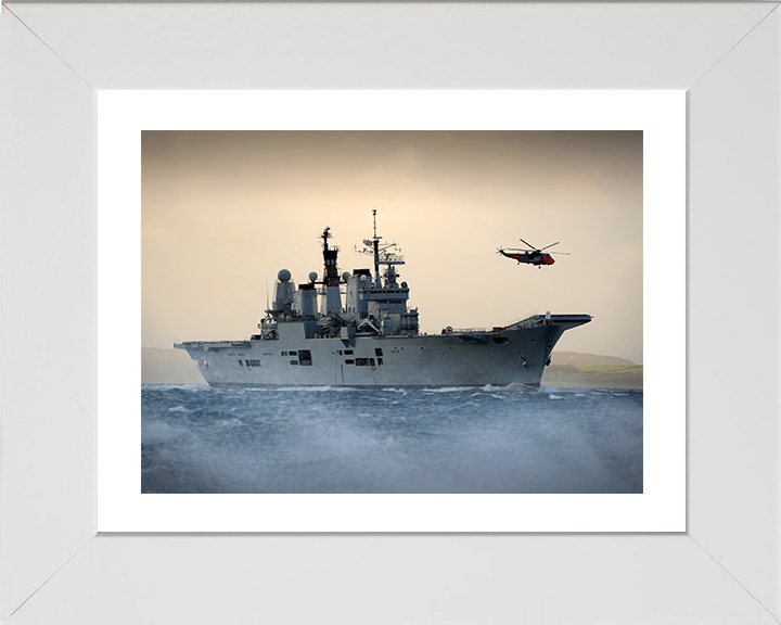 HMS Ark Royal (R07) Photo Print - Off Scotland 2010 - Royal Navy Invincible Class Aircraft Carrier Hampshire Prints 10 x 8 White Frame Yes