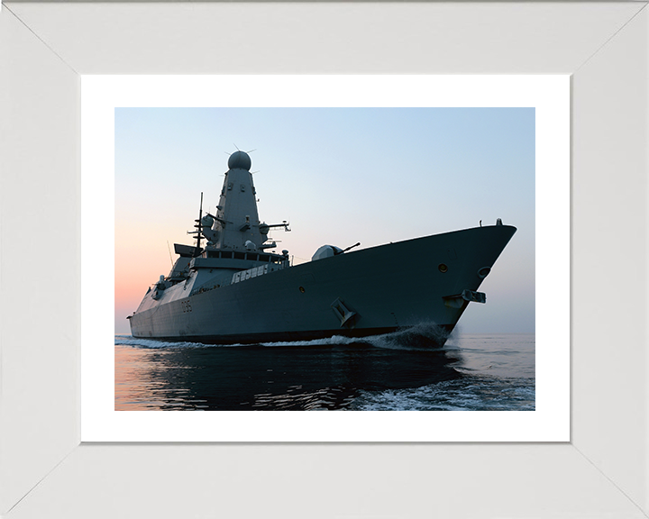 HMS Dragon (D35) Photo Print - Operation Kipion 2013 - Royal Navy Type 45 Destroyer Hampshire Prints 10 x 8 White Frame Yes